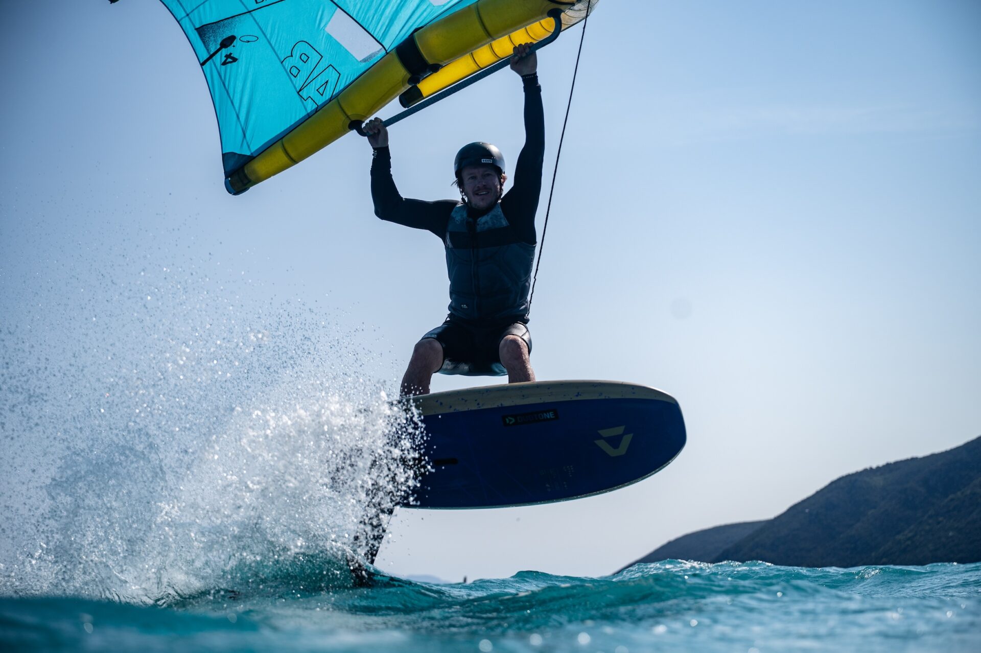 Max Rowe Co-founder of Vass Beach Hosue wing-foiling in Vassiliki